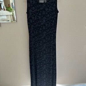 Kathy Ireland Black Patterned Maxi Dress